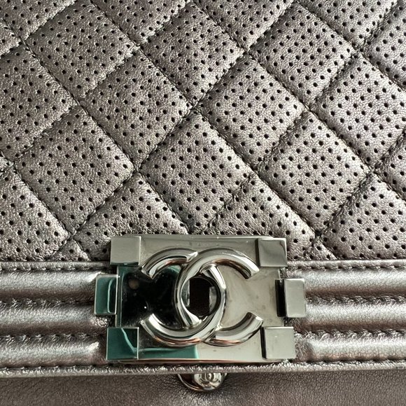 Chanel Grey Medium Perforated Boy Bag - Picture 7 of 16